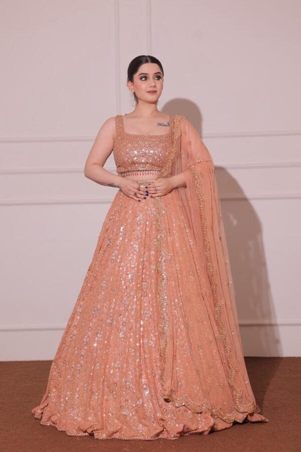RUST SEQUENCE LEHENGA