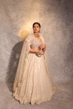 WHITE AND GOLDEN LEHENGA