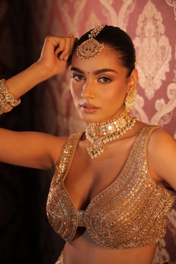 GOLDEN SEQUENCE AND ZARDOZI LEHENGA - Image 5