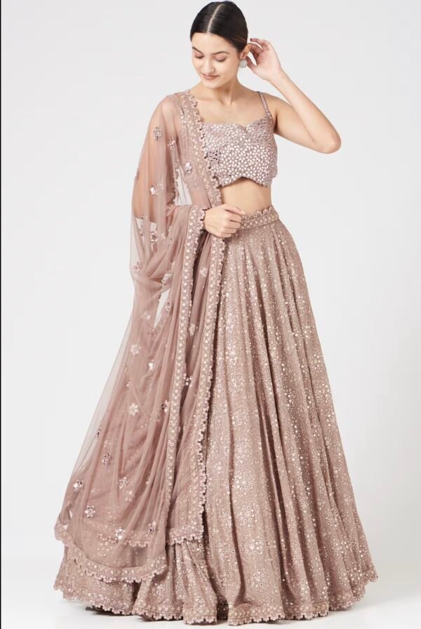 MIRROR WORK BLOUSE WITH THREAD AND MIRROR WORK LEHENGA