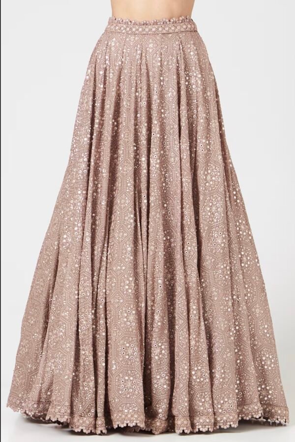 MIRROR WORK BLOUSE WITH THREAD AND MIRROR WORK LEHENGA - Image 4