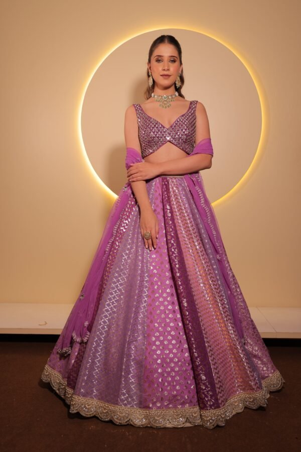 Royal Purple Brocade Embroidered Lehenga