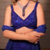 Electric Blue Sequined Embroidered Lehenga - Image 3